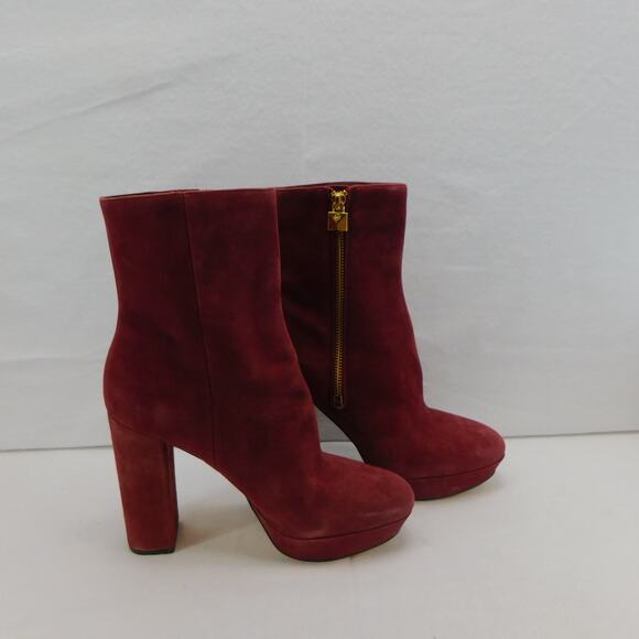 Michael Kors Women's Frenchie Platform Suede Burgundy Boots Size 9 New - Picture 14 of 14